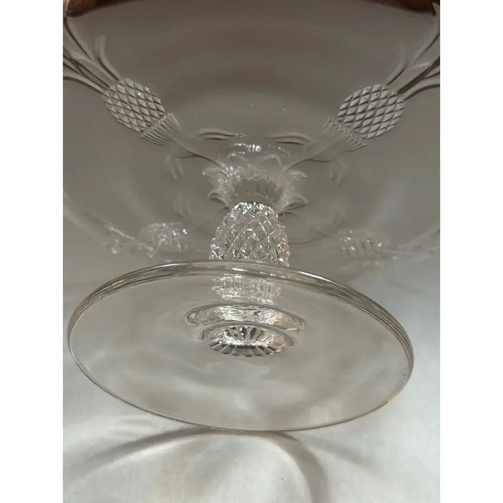 Vintage Heisey Marked Glass‎ Pineapple Compote Candy Dish Clear Elegant Glass